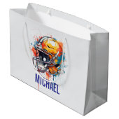 Inspirational Motivational Football Helmet Name Große Geschenktüte (Rückseite Schrägansicht)