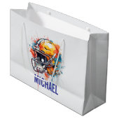 Inspirational Motivational Football Helmet Name Große Geschenktüte (Vorderseite Schrägansicht)