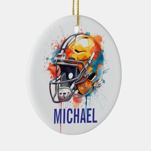 Inspirational Motivational Football Helmet Name Keramik Ornament (Rechts)