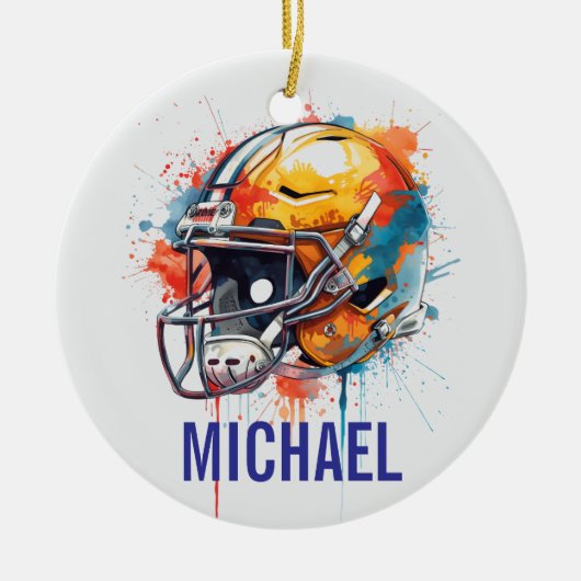 Inspirational Motivational Football Helmet Name Keramik Ornament (Vorne)