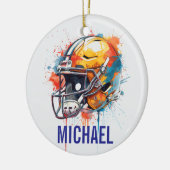Inspirational Motivational Football Helmet Name Keramik Ornament (Links)