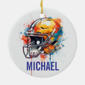 Inspirational Motivational Football Helmet Name Keramik Ornament (Hinten)