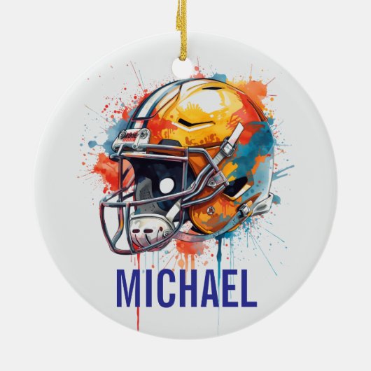 Inspirational Motivational Football Helmet Name Keramik Ornament (Hinten)