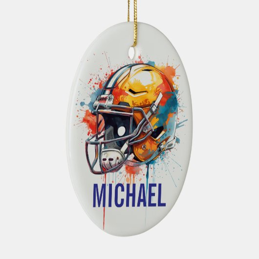 Inspirational Motivational Football Helmet Name Keramik Ornament (Rechts)