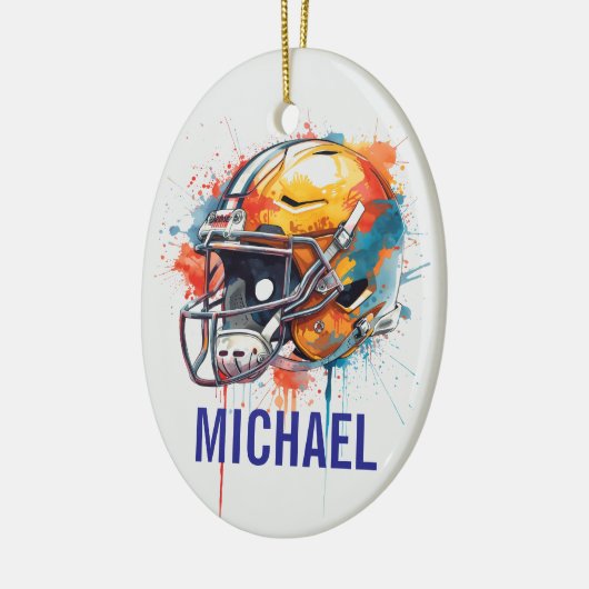 Inspirational Motivational Football Helmet Name Keramik Ornament (Links)