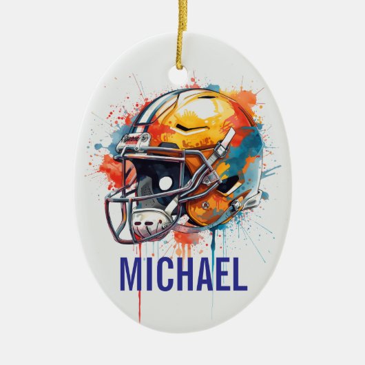 Inspirational Motivational Football Helmet Name Keramik Ornament (Vorne)