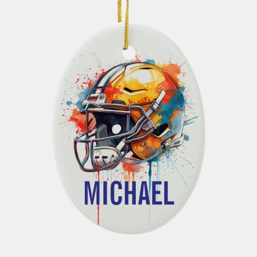 Inspirational Motivational Football Helmet Name Keramik Ornament (Hinten)