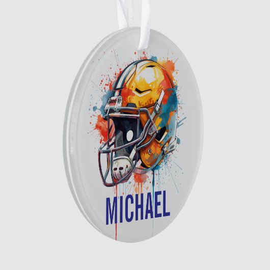 Inspirational Motivational Football Helmet Name Ornament (Vorderseite)