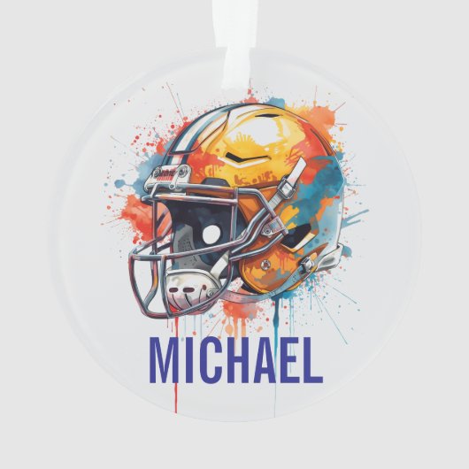 Inspirational Motivational Football Helmet Name Ornament (Rückseite)