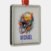 Inspirational Motivational Football Helmet Name Ornament Aus Metall (Rechts)