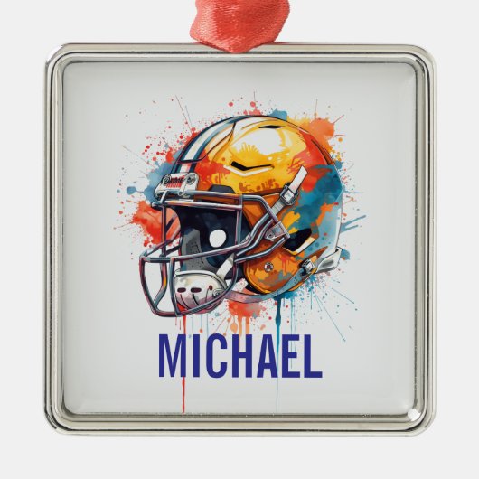 Inspirational Motivational Football Helmet Name Ornament Aus Metall (Vorne)