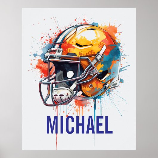 Inspirational Motivational Football Helmet Name Poster (Vorne)
