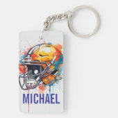 Inspirational Motivational Football Helmet Name Schlüsselanhänger (Rückseite)