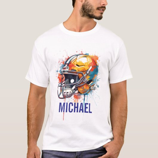 Inspirational Motivational Football Helmet Name T-Shirt (Vorderseite)
