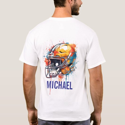 Inspirational Motivational Football Helmet Name T-Shirt (Rückseite)