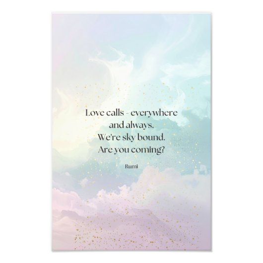 Inspirational Motivational Rumi Quote Pastel Cloud Fotodruck (Vorne)