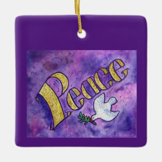 Inspirational Peace Word Art Custom Gift Ornamente (Vorderseite)