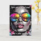 Inspirational Quote and City Woman Karte (Gelbe Blume)