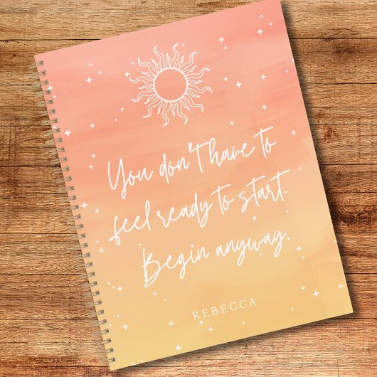 Inspirational Quote Mystic Sun Personalized Name Planer