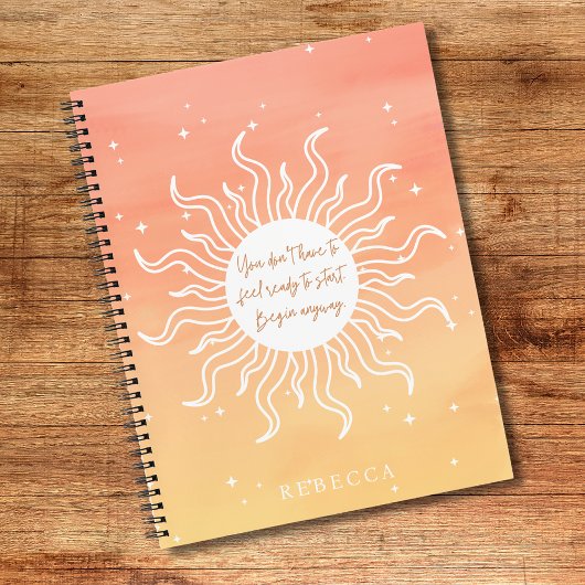 Inspirational Quote Mystic Sun Writing Notizblock