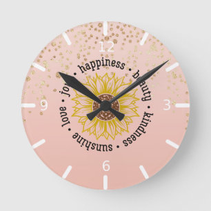 Inspirational Quote   Sunflower Runde Wanduhr