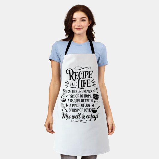 Inspirational Recipe for Life Quote Kitchen, Dream Schürze (Getragen)