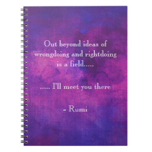 Inspirational Rumi Zitat auf lila abstraktem Notizblock