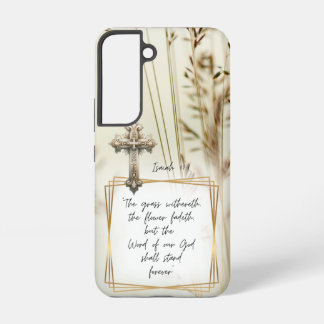 Inspirational Scripture Nature Grass Beige Cross Samsung Galaxy Hülle