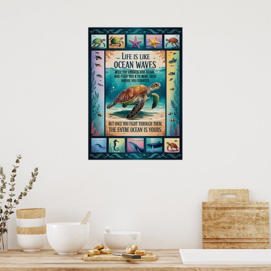 Inspirational Sea Turtle Ocean Poster “Life Is Lik (Küche)