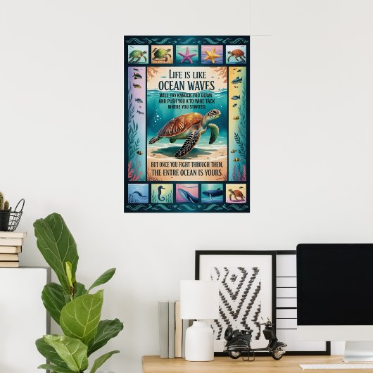 Inspirational Sea Turtle Ocean Poster “Life Is Lik (Heimbüro)