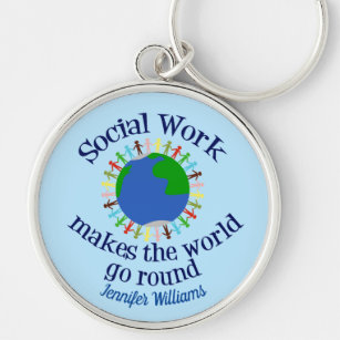 Inspirational Social Work Quote Blue World Custom Schlüsselanhänger