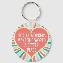 Inspirational Social Work Quote Heart Retro Colors Schlüsselanhänger