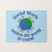 Inspirational Social Work World Quote Blue Puzzle (Horizontal)