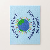 Inspirational Social Work World Quote Blue Puzzle (Vertikal)