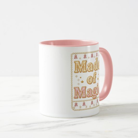 Inspirational Sparkly "Made of Magic" Tasse (VorderseiteRechts)