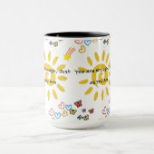 Inspirational Sun & Butterflies Doodle Pattern Com Tasse (Zentrum)