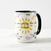 Inspirational Sun & Butterflies Doodle Pattern Com Tasse (VorderseiteRechts)
