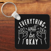 Inspirational Typography Quote Black and White Schlüsselanhänger (Vorderseite)