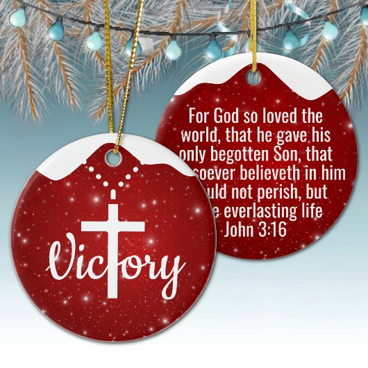 Inspirational Victory Cross Christian Decor  ⛪️ 🎄 Keramik Ornament