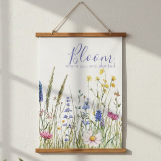 Inspirational Wall Art – Bloom Where You Are Plant Wandteppich Mit Holzrahmen