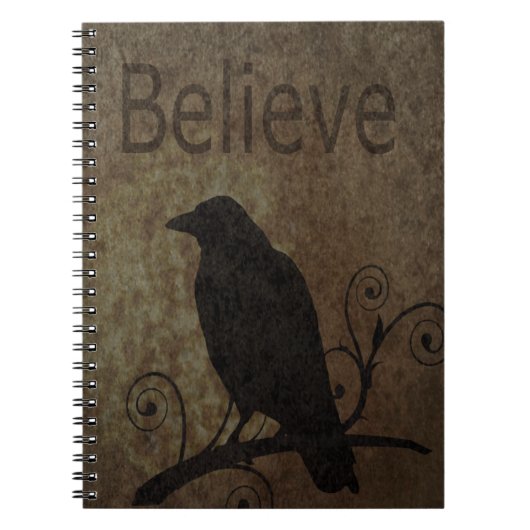 Inspirational Wörter glauben mit Vintager Krähe Notizblock (Vorderseite)
