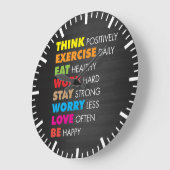Inspirational Wörter - motivierend Große Wanduhr (Winkel)