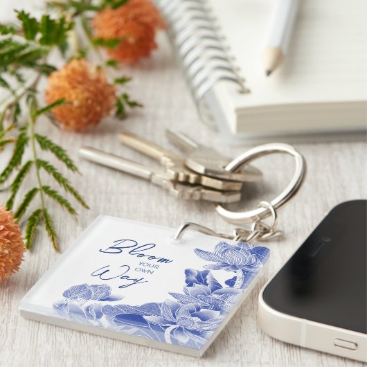 Inspirational Zen Zitat Blumen Lotus Mandala Schlüsselanhänger (Vorderseite rechts)