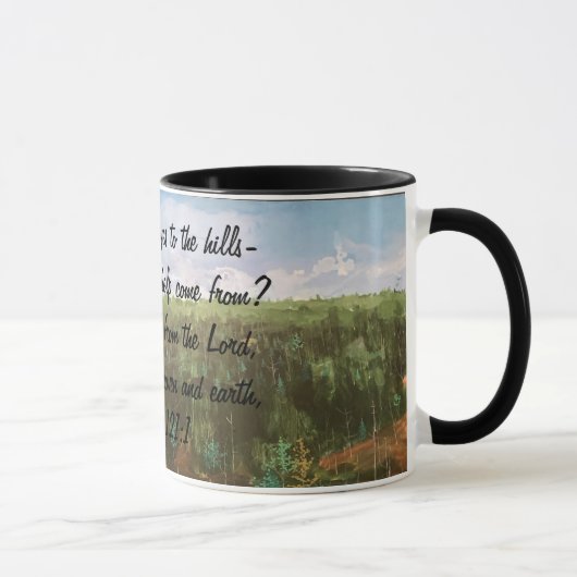 INSPIRATIONELLE Grüntöne/Brauner Schwarzer Text-DE Tasse (Rechts)