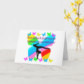 INSPIRATIONELLE GYMNASTIK-MÄDCHENBUTTERFLY-DESIGN KARTE (Gelbe Blume)