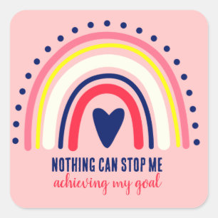 INSPIRATIONELLE QUOTE MODERNE VINTAGE BOHO RAINBOW QUADRATISCHER AUFKLEBER