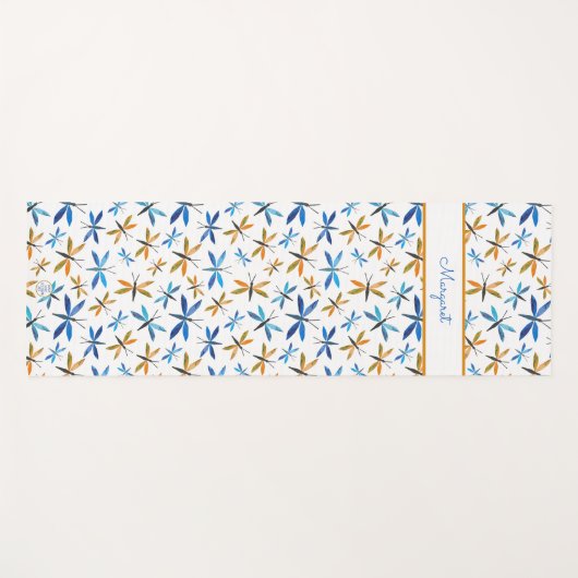Inspirationelles, handIllustriertes Libellenmuster Yogamatte (Vorderseite (Horizontal))