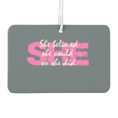 Inspirations- und Motivierend Zitat Grau Pink Autolufterfrischer (Rückseite)