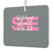 Inspirations- und Motivierend Zitat Grau Pink Autolufterfrischer (Links)