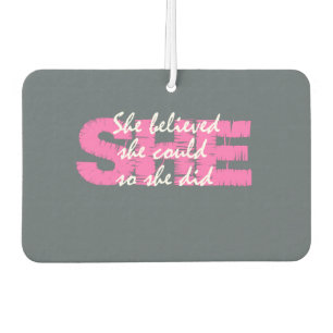 Inspirations- und Motivierend Zitat Grau Pink Autolufterfrischer